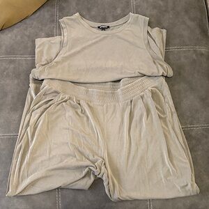 Sage Green Sleeveless Top and Pants Set